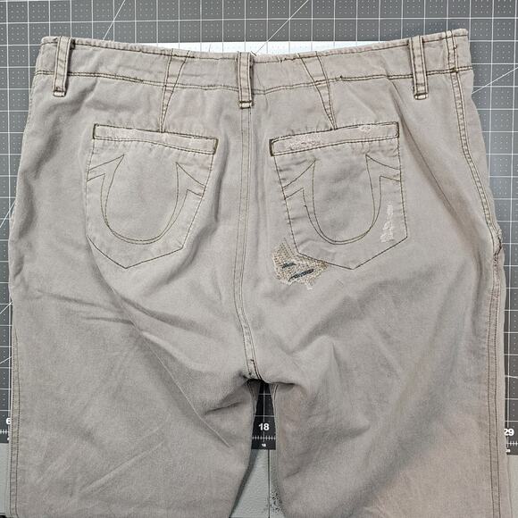 True Religion Pants 38x30 Ricky Distressed Patchwork Big T Grunge Biker Repaired - Picture 8 of 14